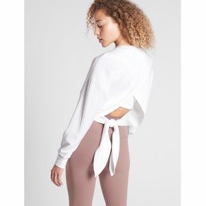 NWT Athleta Yoga Tie Back Sweatshirt, XXS, white